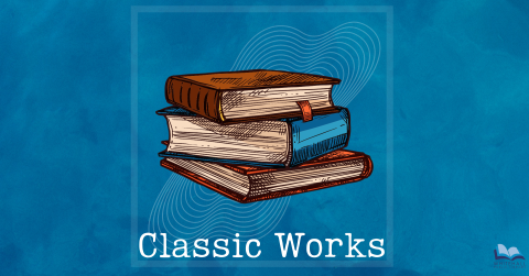 A stack of books with the text "Classic Works"
