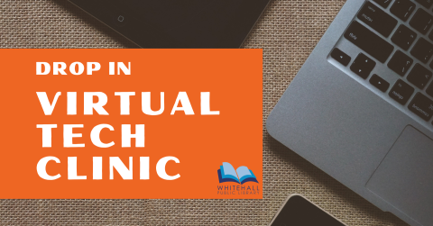 A laptop with the words "Virtual Tech Clinic"