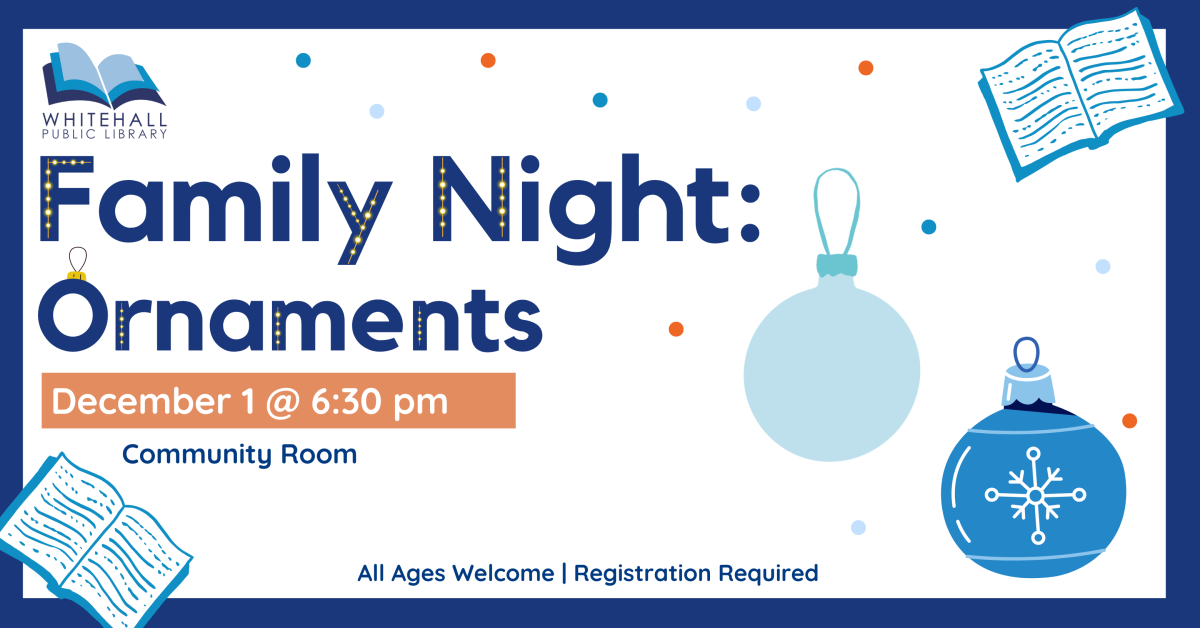 Ornaments on a white and blue spotted background